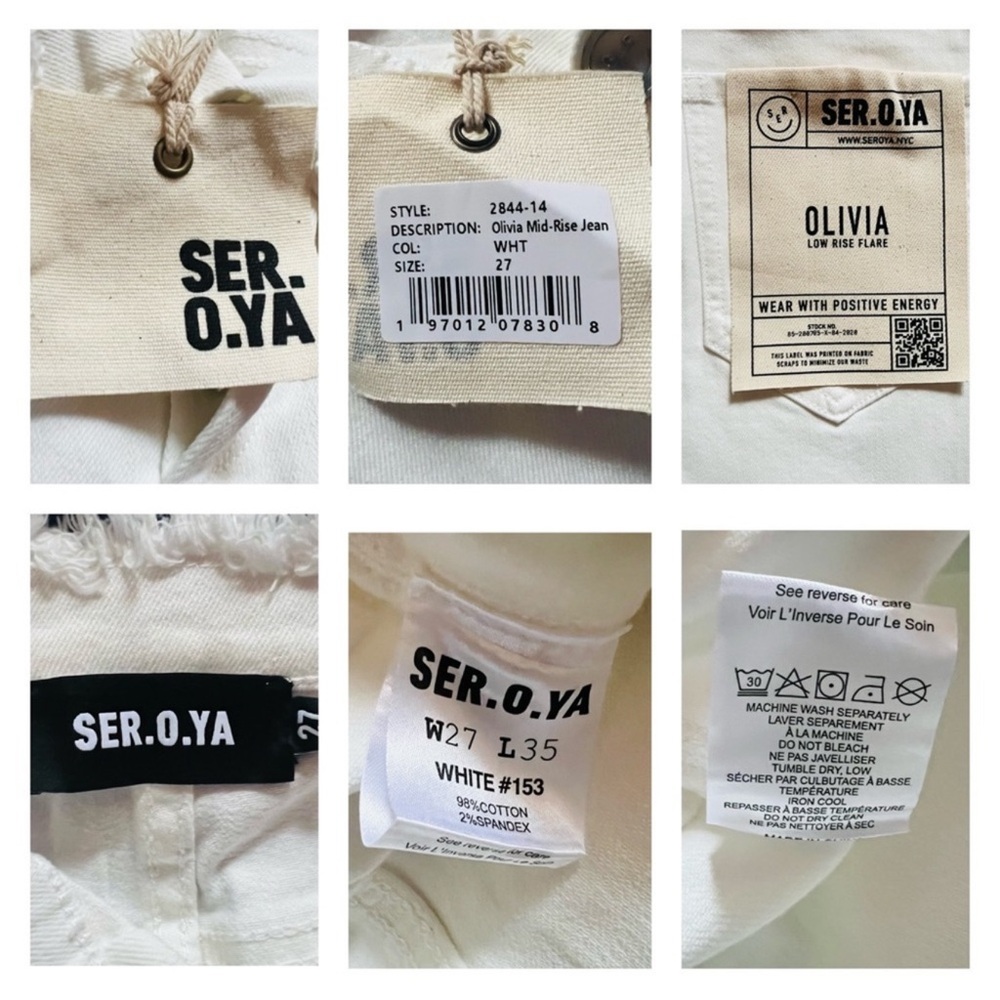 New! NWT SER.O.YA OLIVIA Distressed Frayed Mid Rise Flare Jeans - Picture 12 of 12